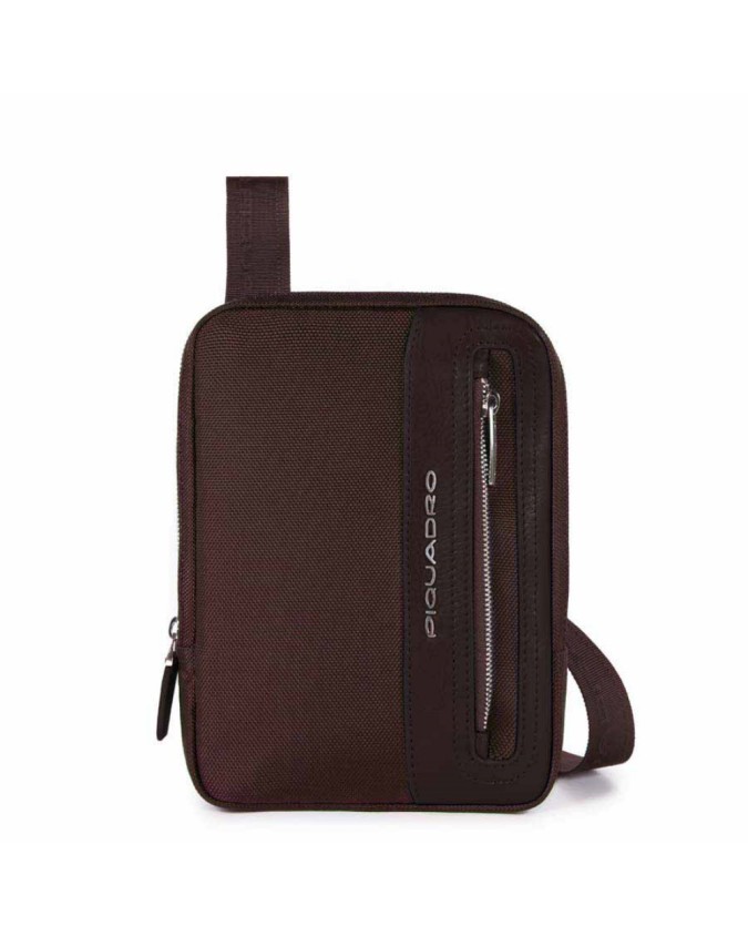 PIQUADRO - Borsello in pelle e tessuto porta iPad ½ - Testa di