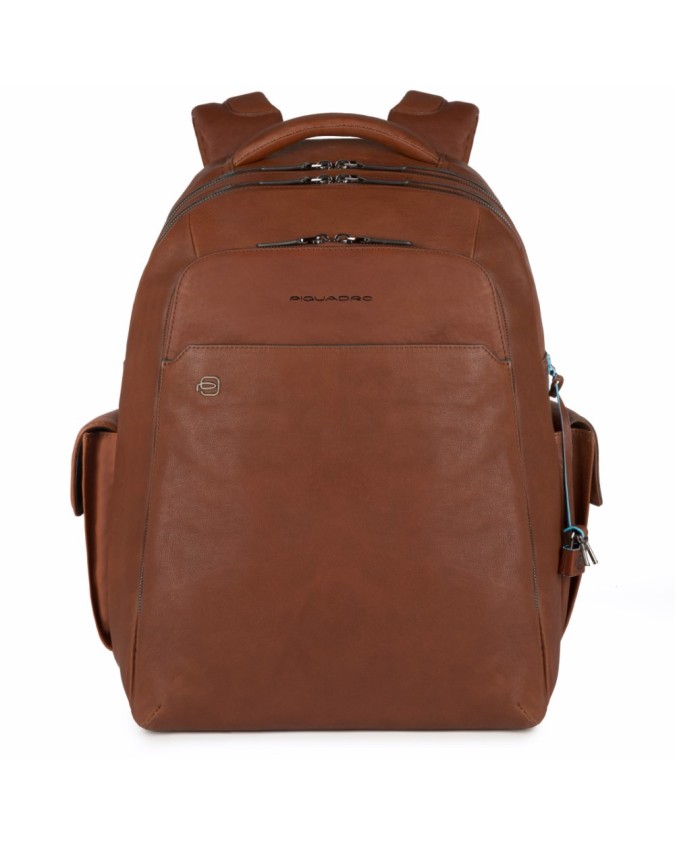 PIQUADRO - Zaino in pelle con tasche esterne cuoio - Cuoio