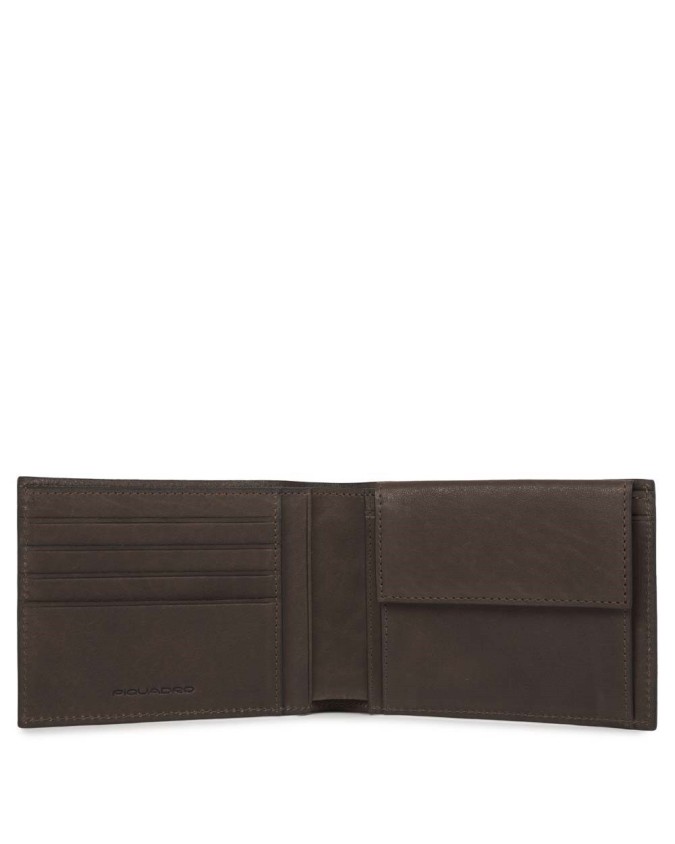 PIQUADRO - Portafoglio uomo con portamonete in pelle - Testa di