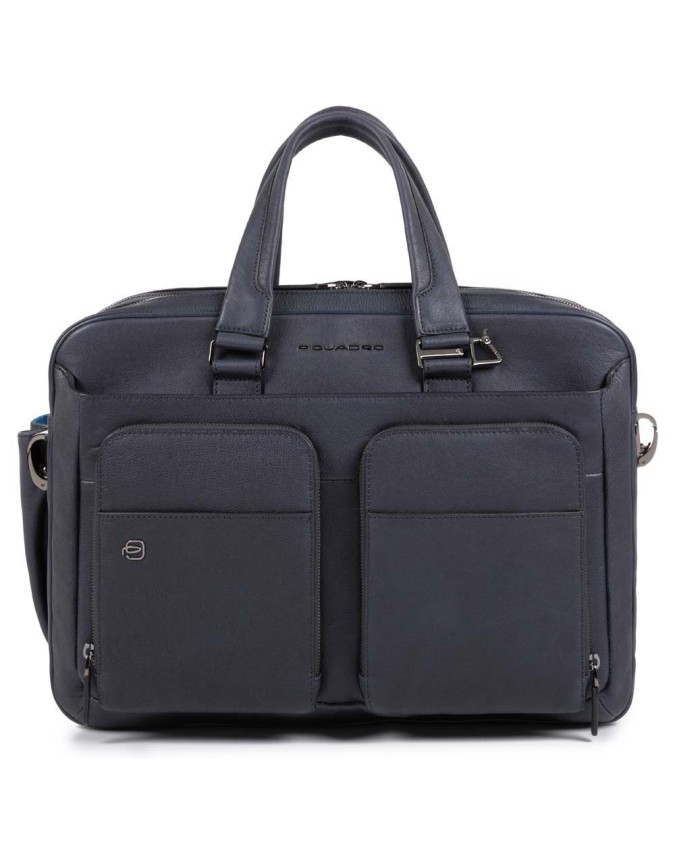 PIQUADRO - Cartella in pelle due manici BagMotic - Blu -