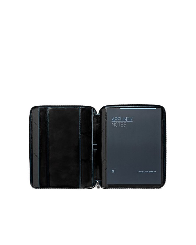 Piquadro - Portablocco sottile A4 in pelle con lampo Stationery
