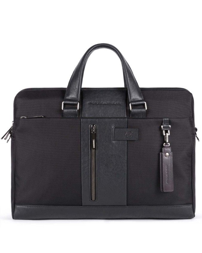 Piquadro - Cartella 2 comparti PC 15,6''  in pelle e tessuto Brief 2