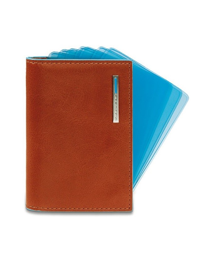 PIQUADRO - Porta carte di credito a ventaglio in pelle -