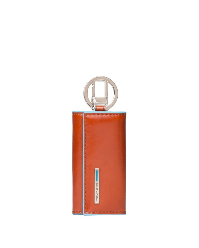 PIQUADRO - Portachiavi Blue Square in Pelle con moschettone Arancione - PC1253B2/AR