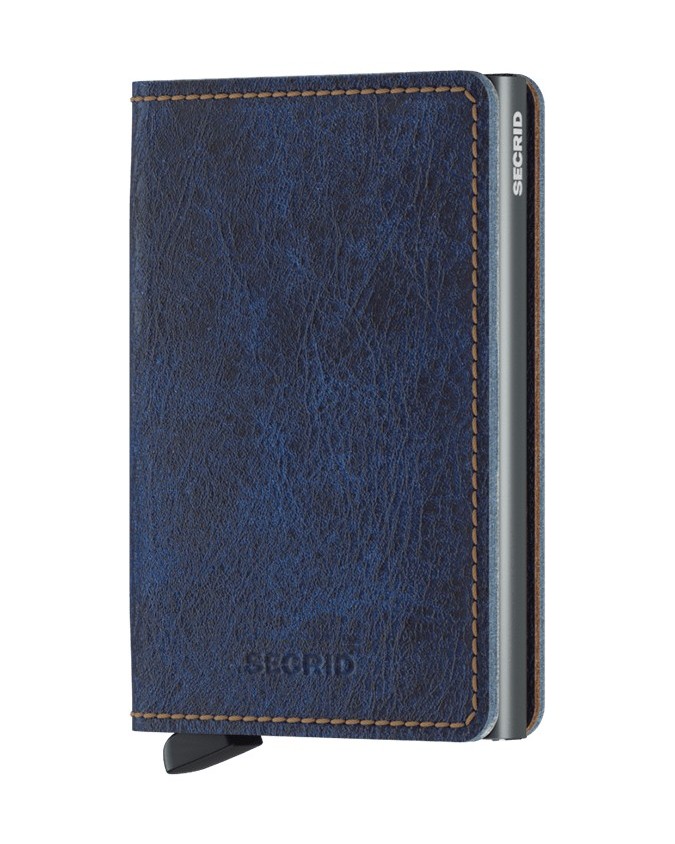 Portafogli Uomo Secrid - Slimwallet in pelle e alluminio Indigo