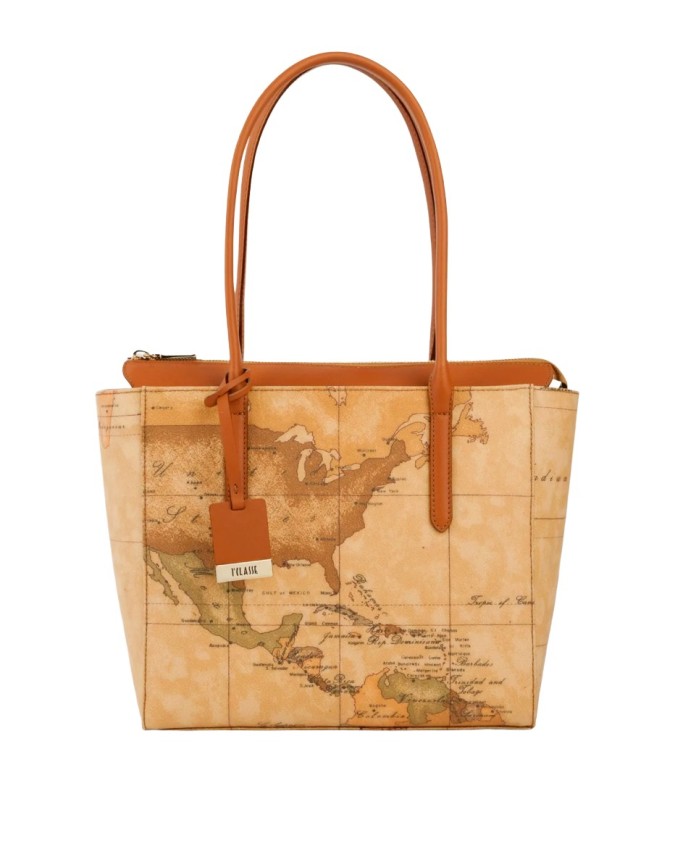 Alviero Martini Prima Classe -  Borsa shopping media in tessuto Geo Classic