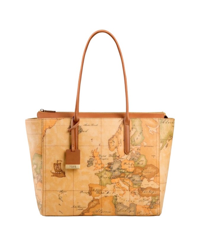 Alviero Martini Prima Classe - Borsa shopping grande in tessuto Geo Classic