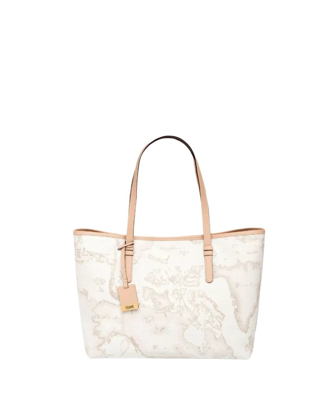 Alviero Martini Prima Classe - Borsa shopping grande in tessuto Geo White