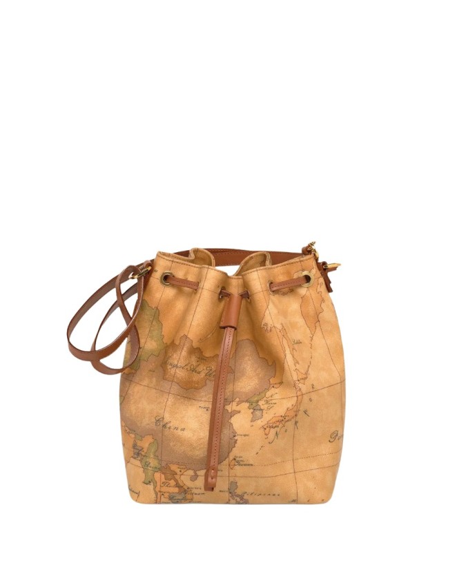 Alviero Martini Prima Classe - Borsa media a secchiello in tessuto Geo Classic