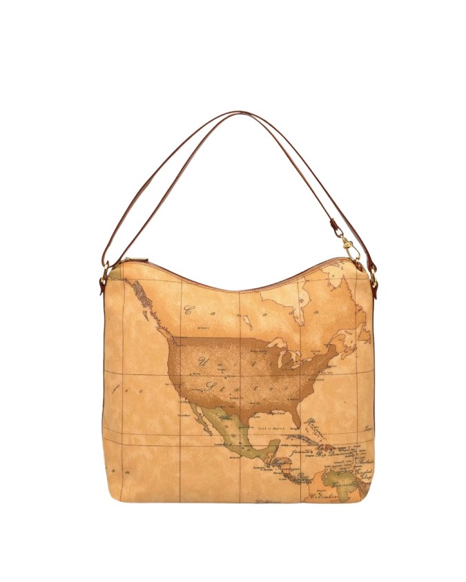 Alviero Martini Prima Classe - Borsa media a spalla in tessuto stampato Geo Classic
