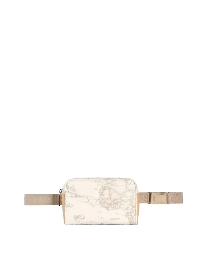 Alviero Martini Prima Classe - Marsupio con cintura a nastro in tessuto Geo White