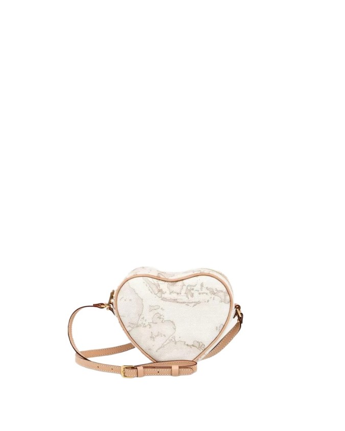 Alviero Martini Prima Classe - Mini borsa tracolla a cuore in tessuto Geo White