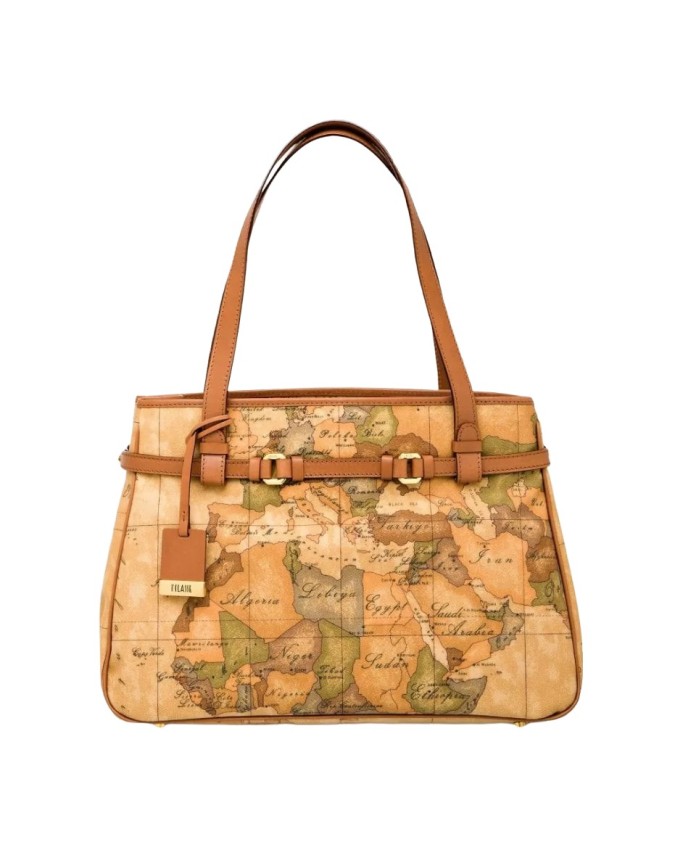 Alviero Martini Prima Classe - Borsa grande a spalla in tessuto Geo Classic