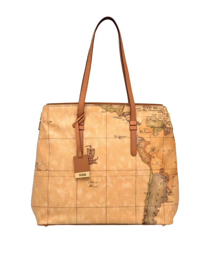 Alviero Martini Prima Classe - Borsa shopping grande in tessuto Geo Classic
