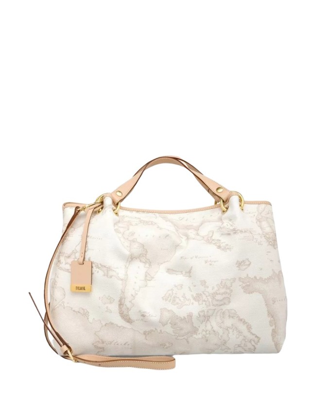 Alviero Martini Prima Classe -  Borsa grande a mano in tessuto Geo White