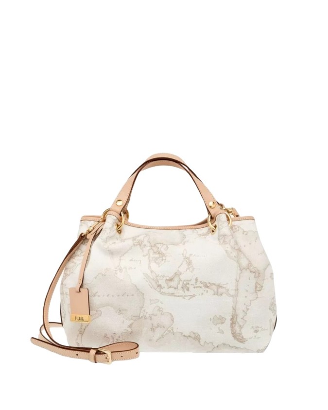 Alviero Martini Prima Classe - Borsa media a mano in tessuto stampato Geo White