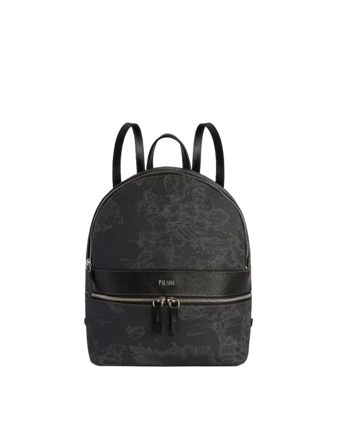 Alviero Martini Prima Classe - Zaino donna in pelle naturale e tessuto goffrato Geo Black