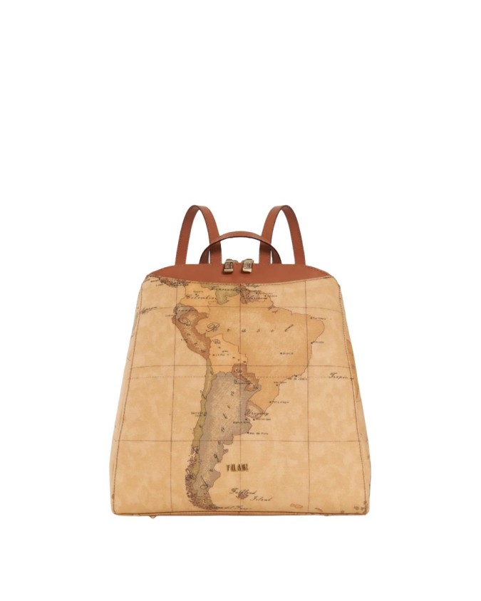 Alviero Martini Prima Classe - Zainetto Donna in pelle naturale e tessuto goffrato Geo Classic