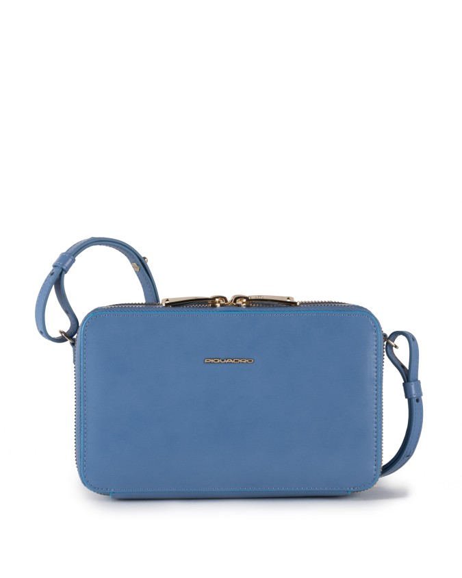 Piquadro - Borsa a tracolla in pelle con doppio scomparto Blue Square