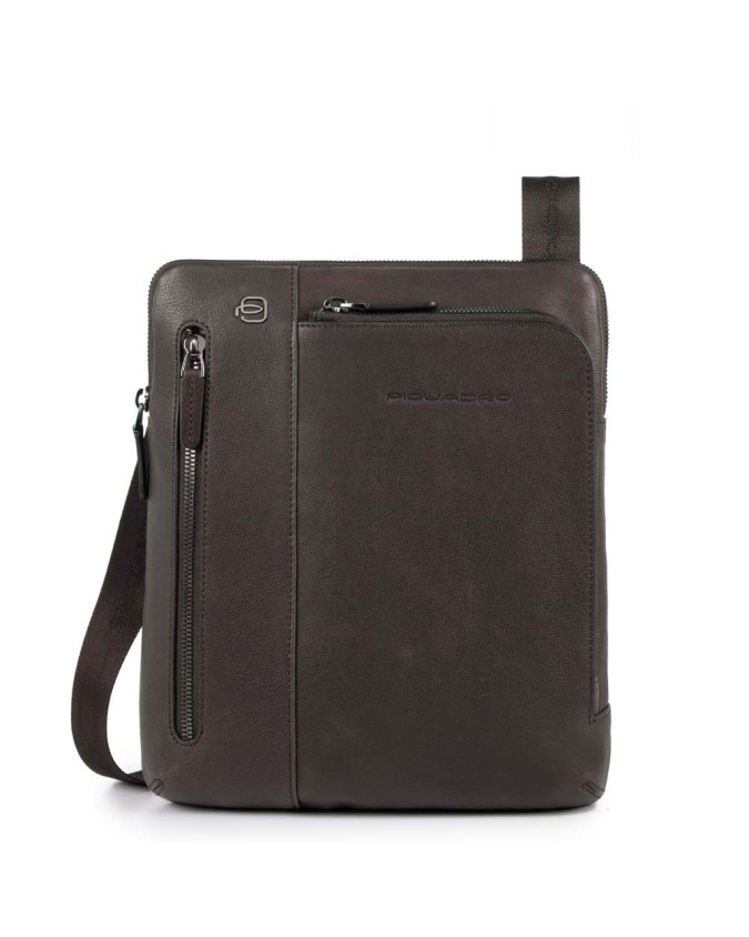 Piquadro - Borsello in pelle piatto nero Black Square