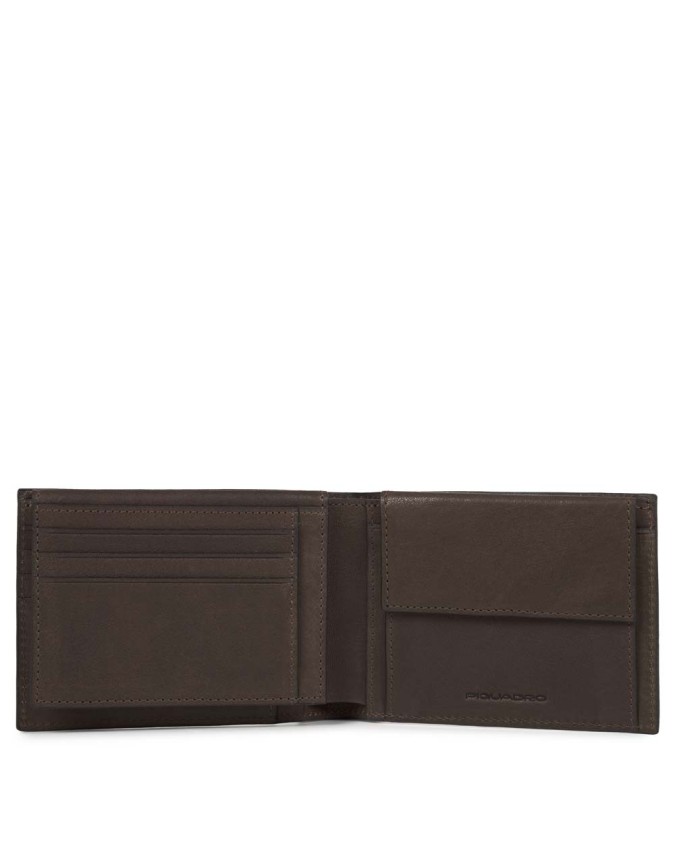 Piquadro - Portafoglio uomo con porta monete in pelle Black Square