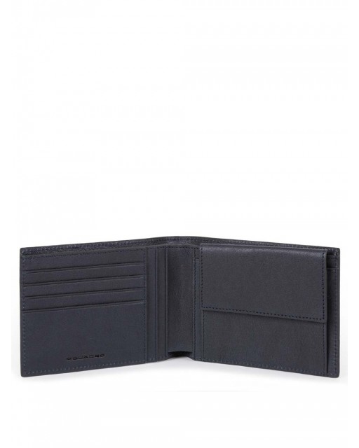 Piquadro - Portafoglio uomo con portamonete in pelle Black Square
