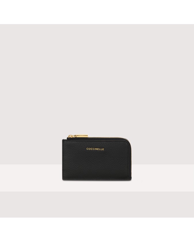 Coccinelle - Porta carte di credito pelle con zip Metallic Soft
