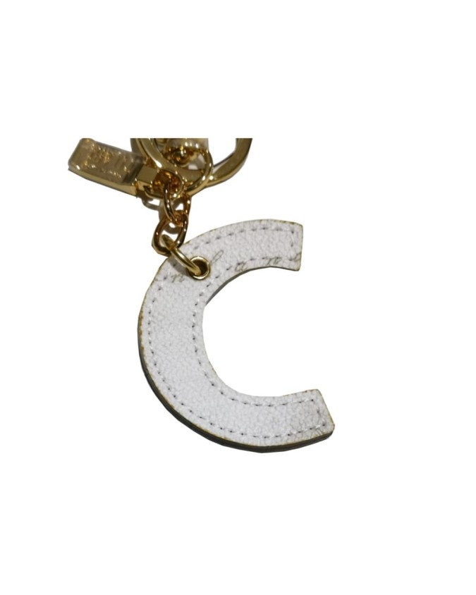 Alviero Martini Prima Classe - Portachiavi  a ciondolo Charm Lettera C Geo Classic White