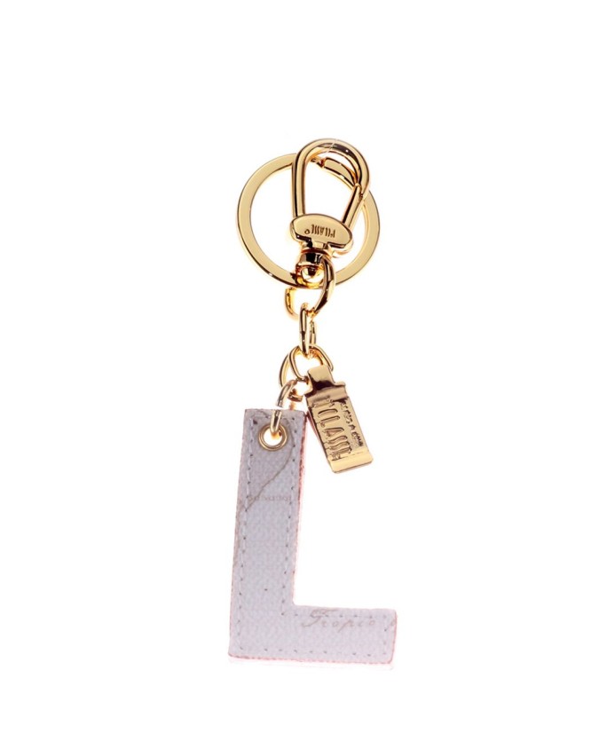Alviero Martini Prima Classe - Portachiavi  a ciondolo Charm Lettera L Geo Classic White