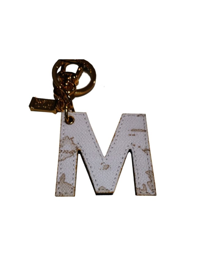Alviero Martini Prima Classe - Portachiavi  a ciondolo Charm Lettera M Geo Classic White