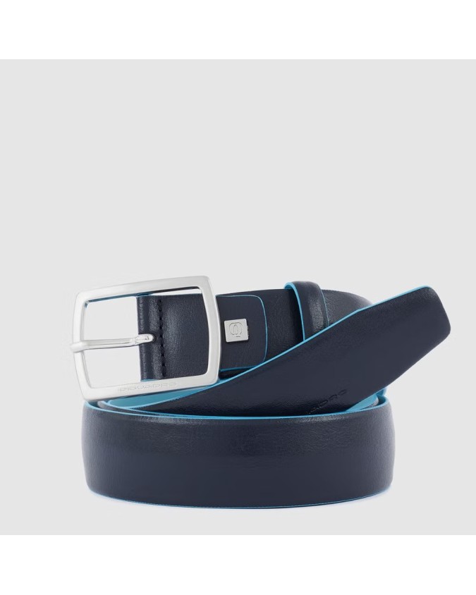 Piquadro - Cintura uomo in pelle con fibbia ad ardiglione Blue Square
