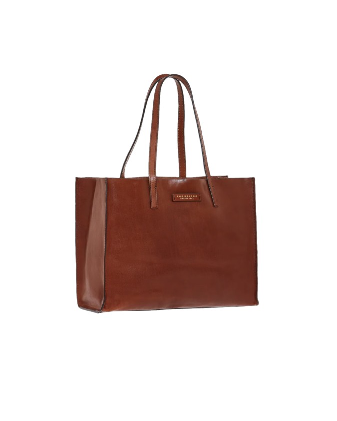 The Bridge - Borsa shopping a spalla con doppio manico in pelle Mirra