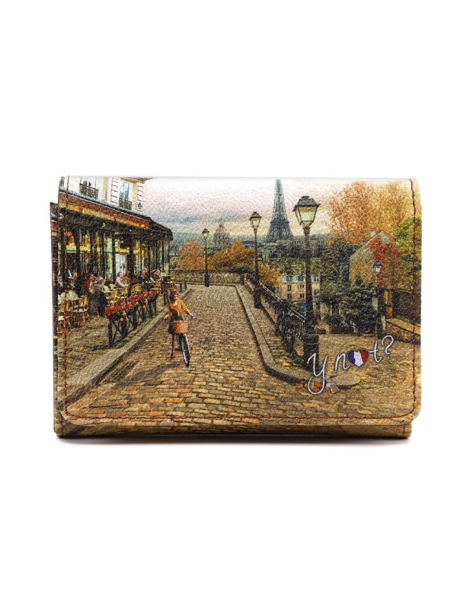 Ynot - Portafoglio donna con patta e bottone in ecopelle Yesbag