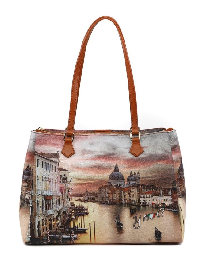 Ynot - Borsa a spalla con manici lunghi in ecopelle Yesbag