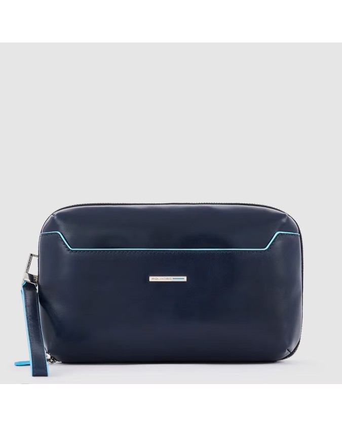 Piquadro - Pochette in pelle a due scomparti Blue Square