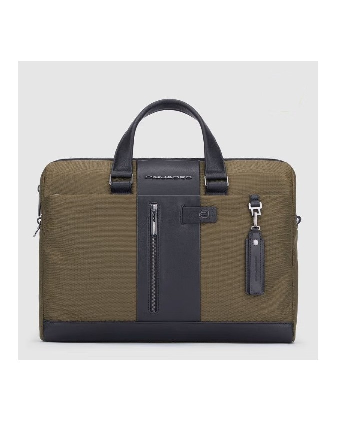 Piquadro - Cartella 2 comparti PC 15,6''  in pelle e tessuto Brief 2