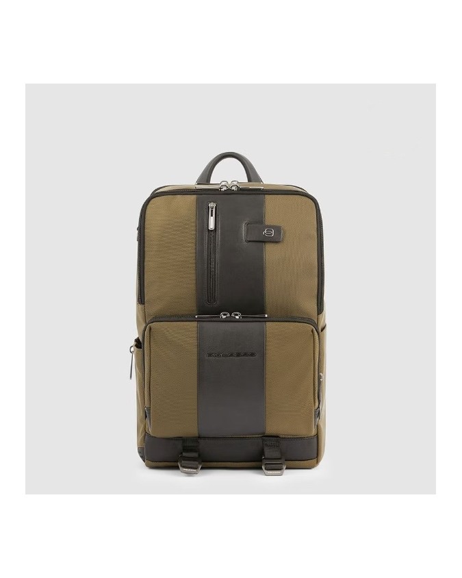 Piquadro - Zaino a due comparti in pelle e tessuto porta pc 15.6'' Brief 2