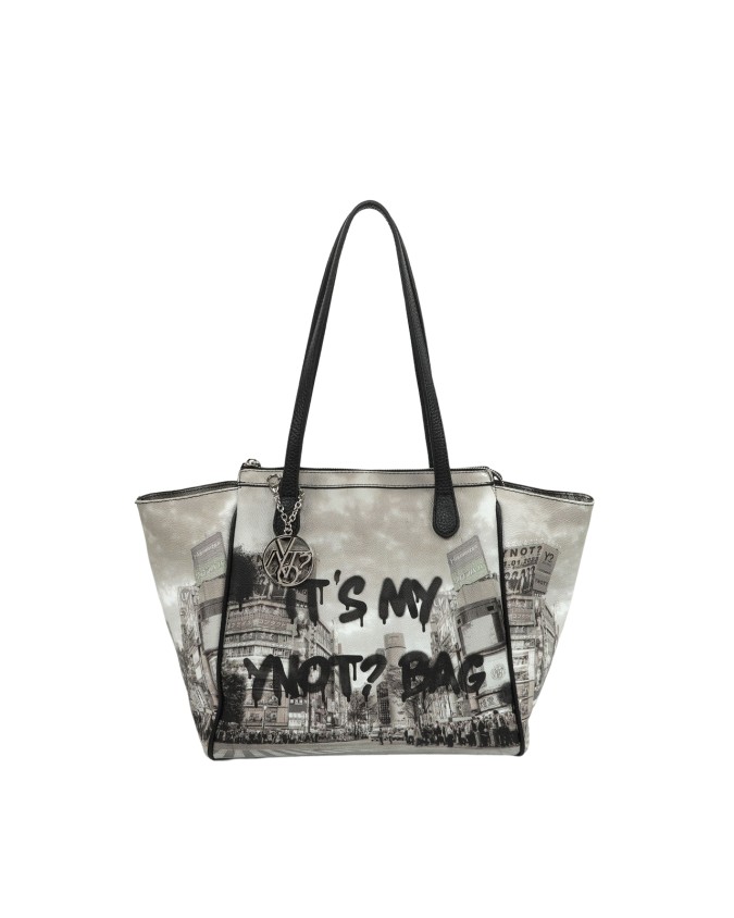 Ynot - Borsa a spalla shopping in Pvc Vision