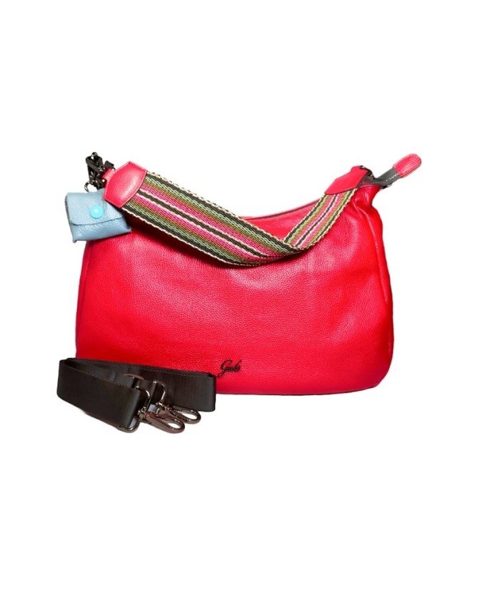 Gabs - Borsa a spalla in pelle ruga + nastro lurex Black Isabel Tg L