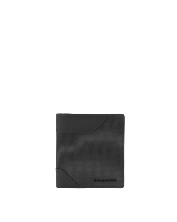 Piquadro - Portafoglio piccolo uomo in pelle e tessuto con protezione RFID