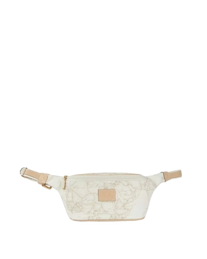 Alviero Martini Prima Classe - Marsupio in pelle naturale e tessuto goffrato Geo White
