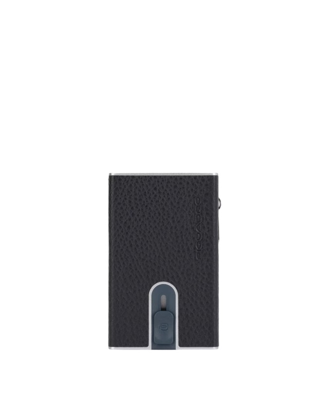 Piquadro - Porta carte di credito sliding system in metallo e pelle Modus