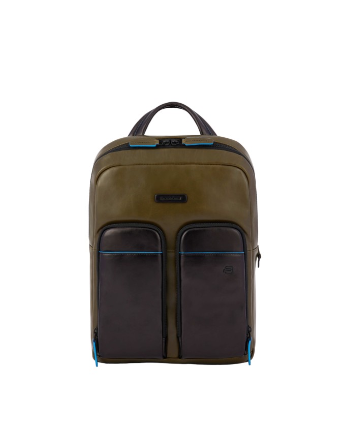 Zaini Porta PC Piquadro - Zaino piatto in pelle con zip porta
