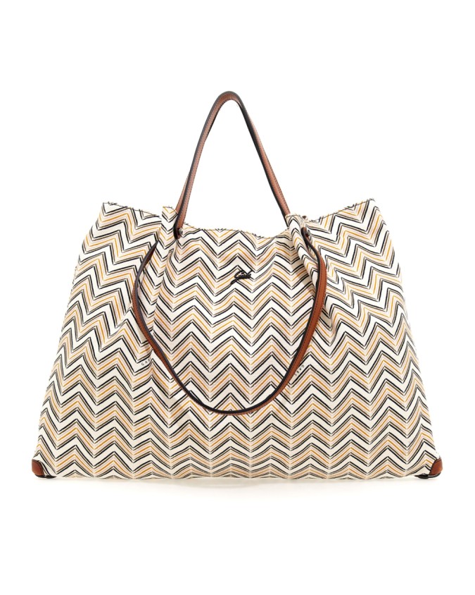 Gabs - Borsa shopping in pelle e tessuto zig zag Tg XL Sashi