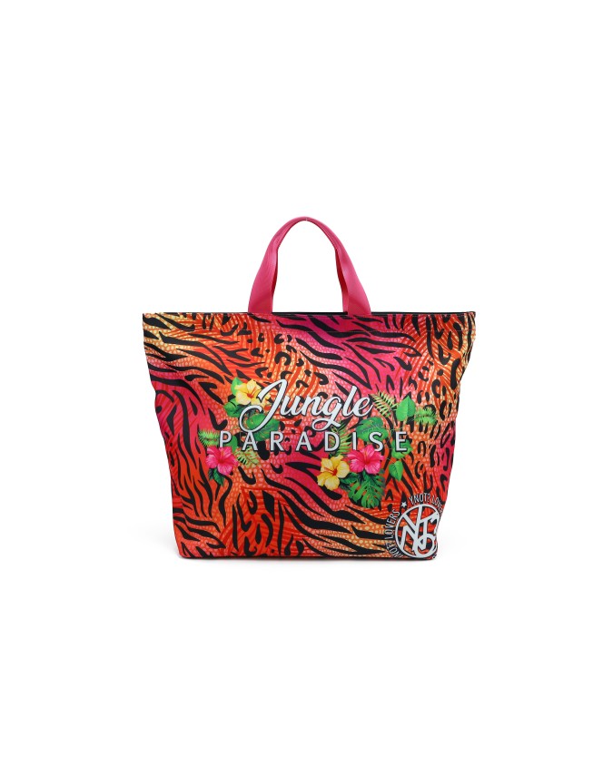 Ynot - Borsa tote in nylon con doppio manico Jungle Paradise