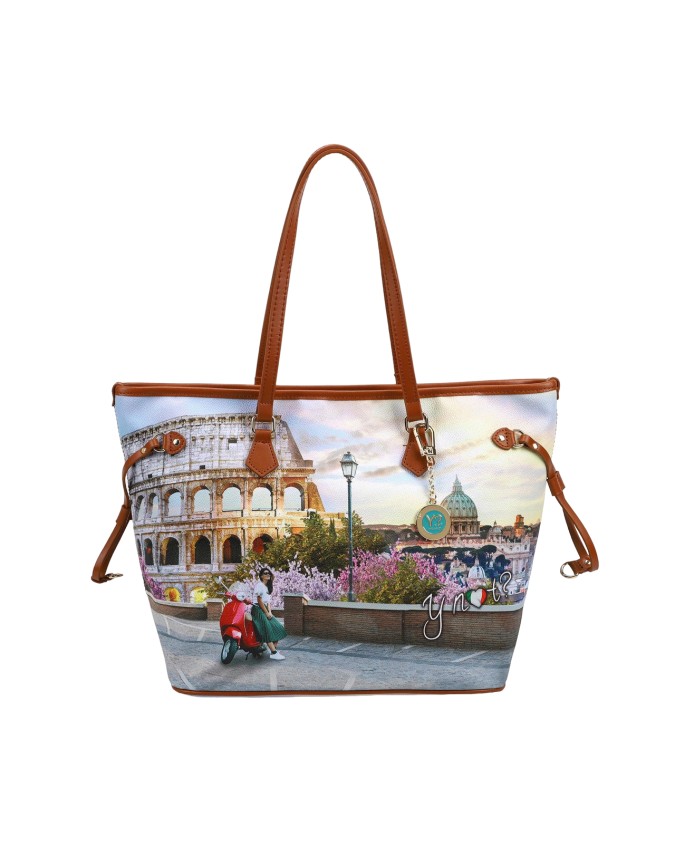 Ynot - Borsa shopping in pvc stampato con doppio manico Yesbag