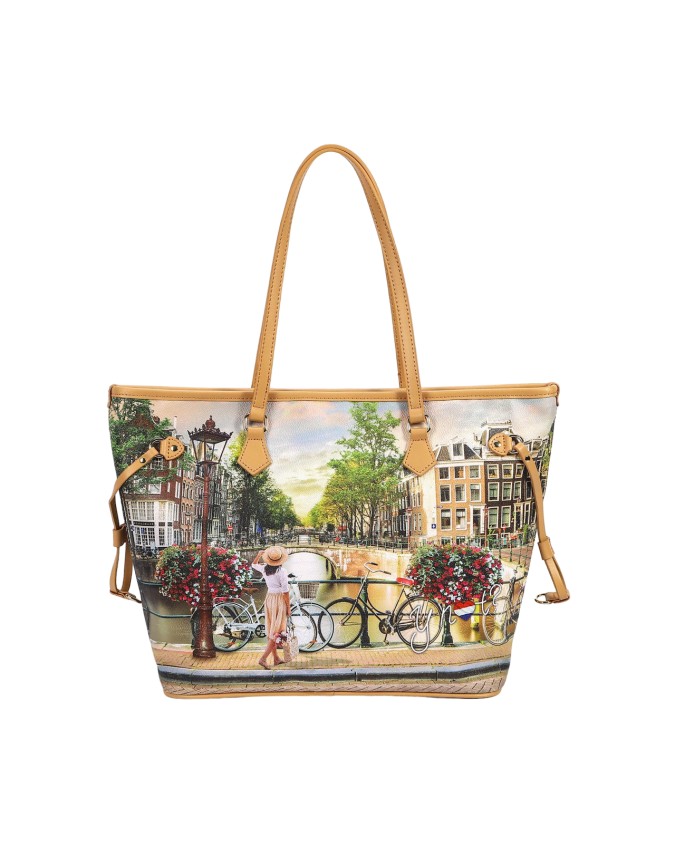 Ynot - Borsa shopping in pvc stampato con doppio manico Yesbag