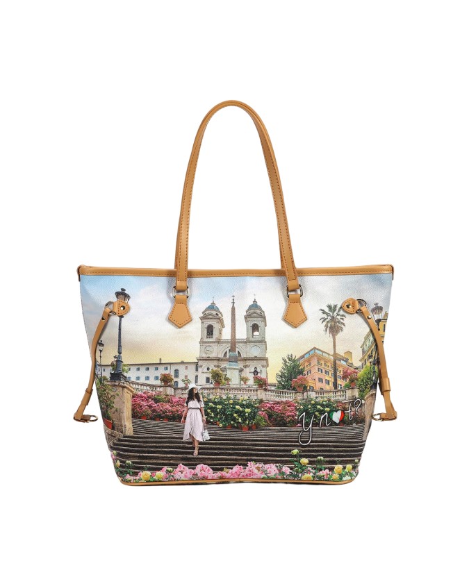Ynot - Borsa shopping in pvc stampato con doppio manico Yesbag