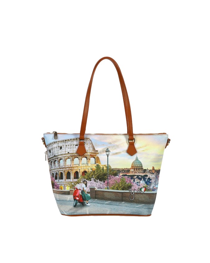 Ynot - Borsa shopping a spalla in pvc stampato Yesbag