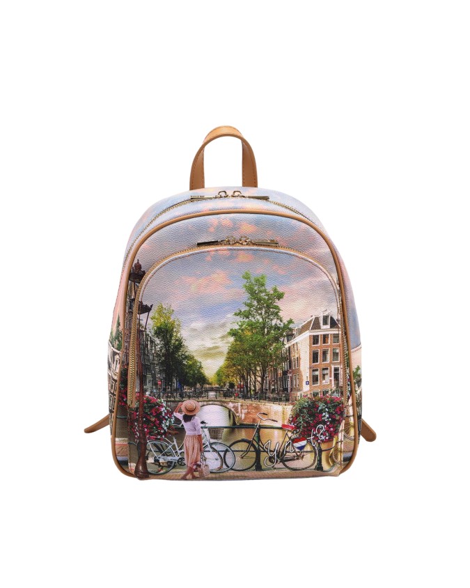 Ynot - Zaino donna con tasca esterna in pvc stampato Yesbag